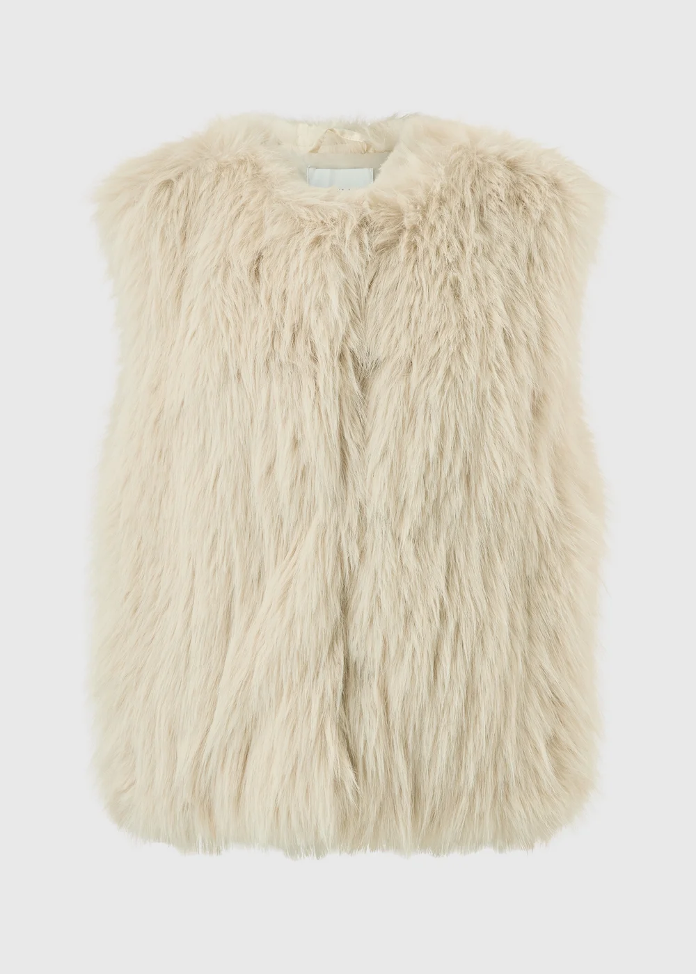 Cream Faux Fur Collarless Gilet - S Image 5