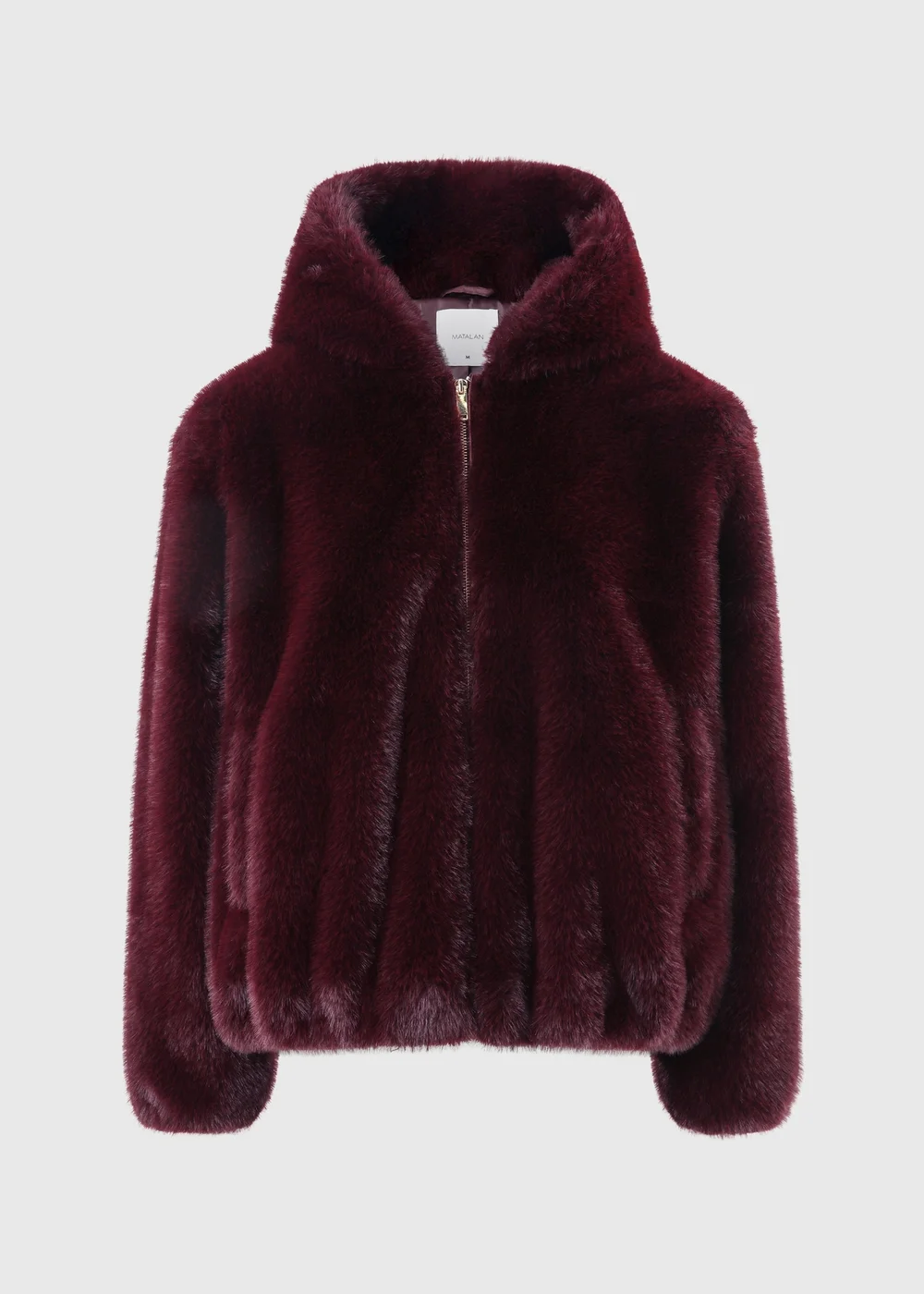 Burgundy Short Faux Fur Coat - S Image 1