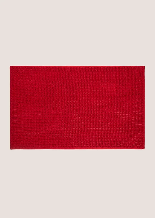 Red Chenille Bath Mat Image 1
