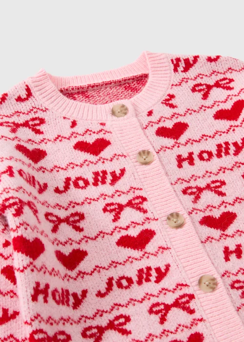 Girls' Multi Christmas Holly Jolly Cardigan (1-8 Yrs) - 1-1.5 Yrs Image 2