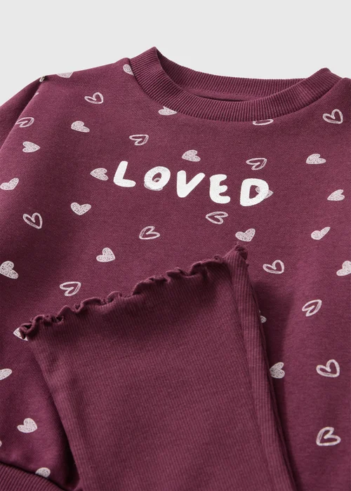 Girls Burgundy Loved Top & Flares Set (1-8 yrs) - 1-1.5 Yrs Image 2