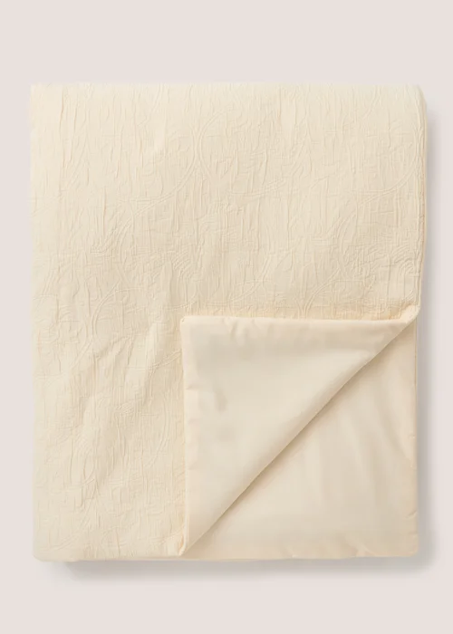 Cream Textured Washed Bedspread Image 1