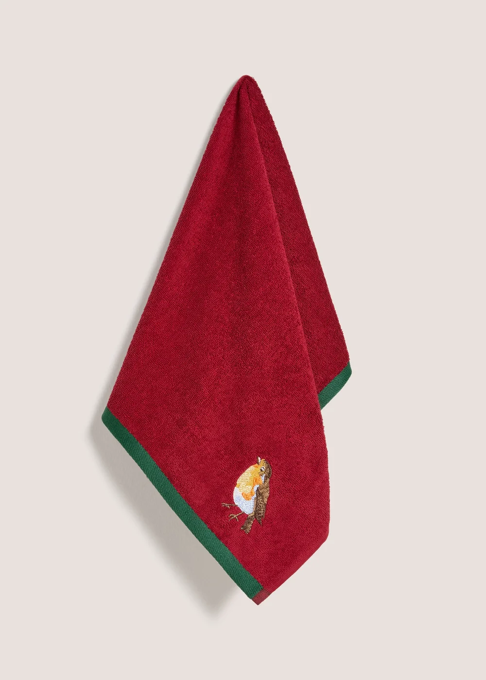 Red Robin Embroidered Towel - Hand Towel Image 1