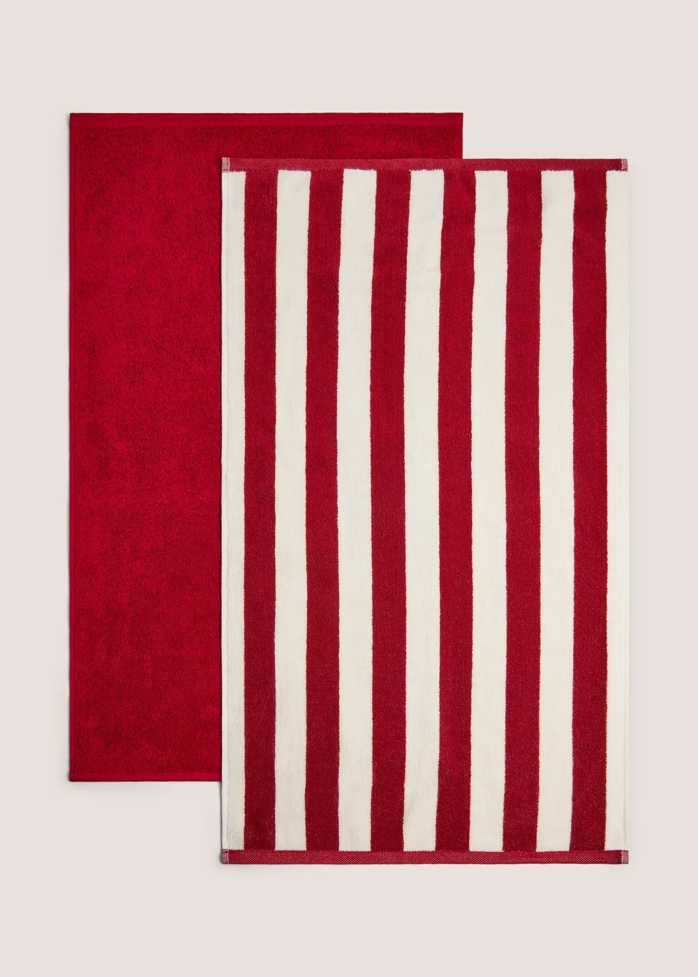 2 Pack Red Striped Hand Towels - Hand Towel Image 1