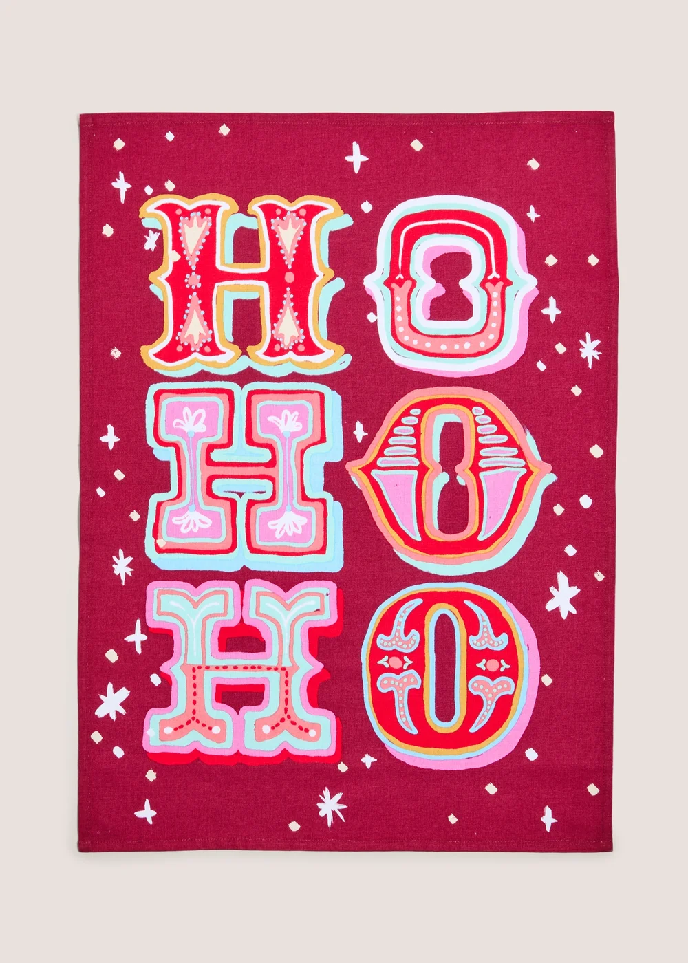 Red Ho Ho Ho Christmas Tea Towel Image 1