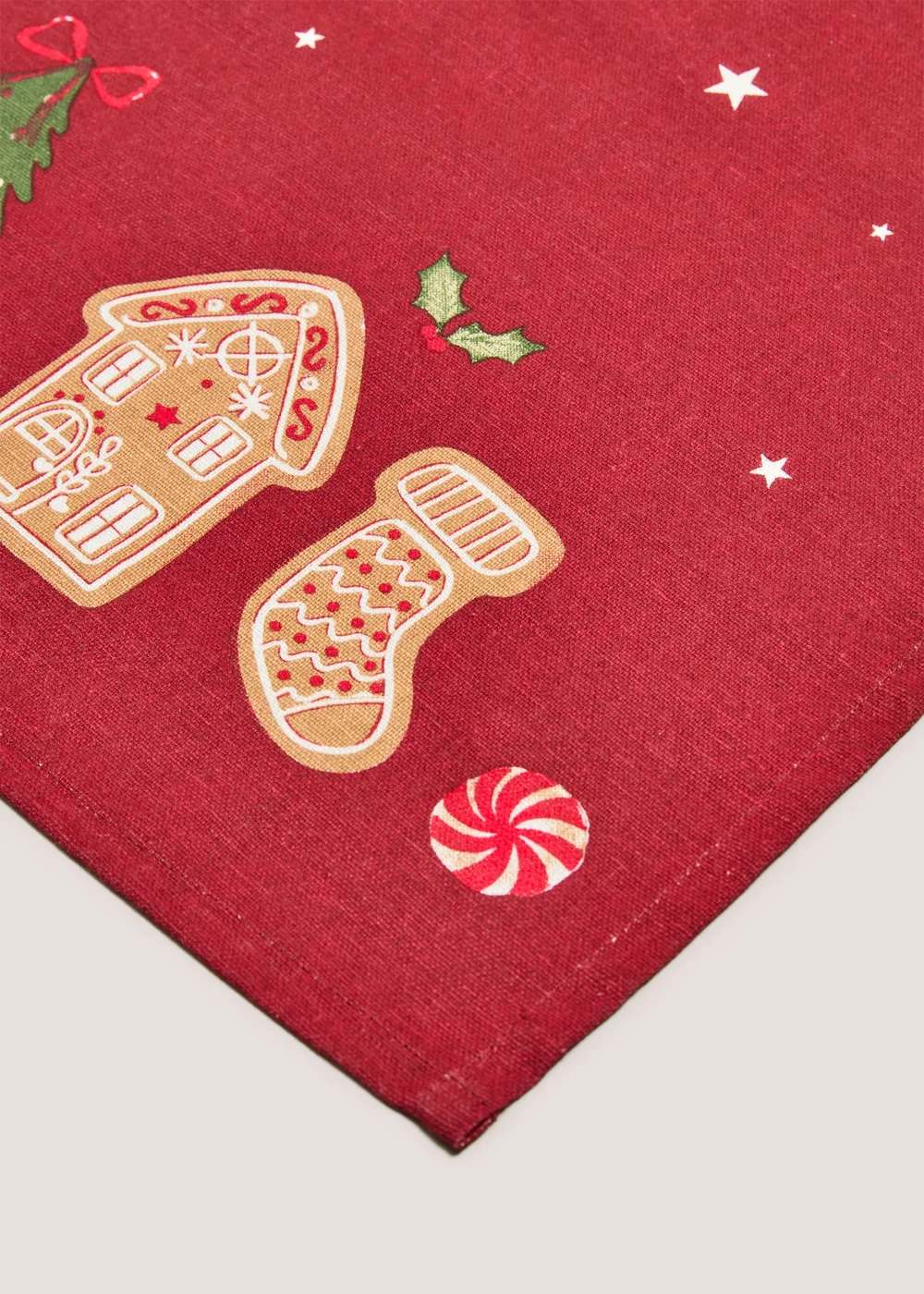 Red Gingerbread Christmas Tea Towel Image 2