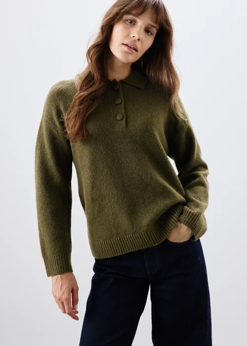 Khaki Open Collar Shirt - XS Image 1