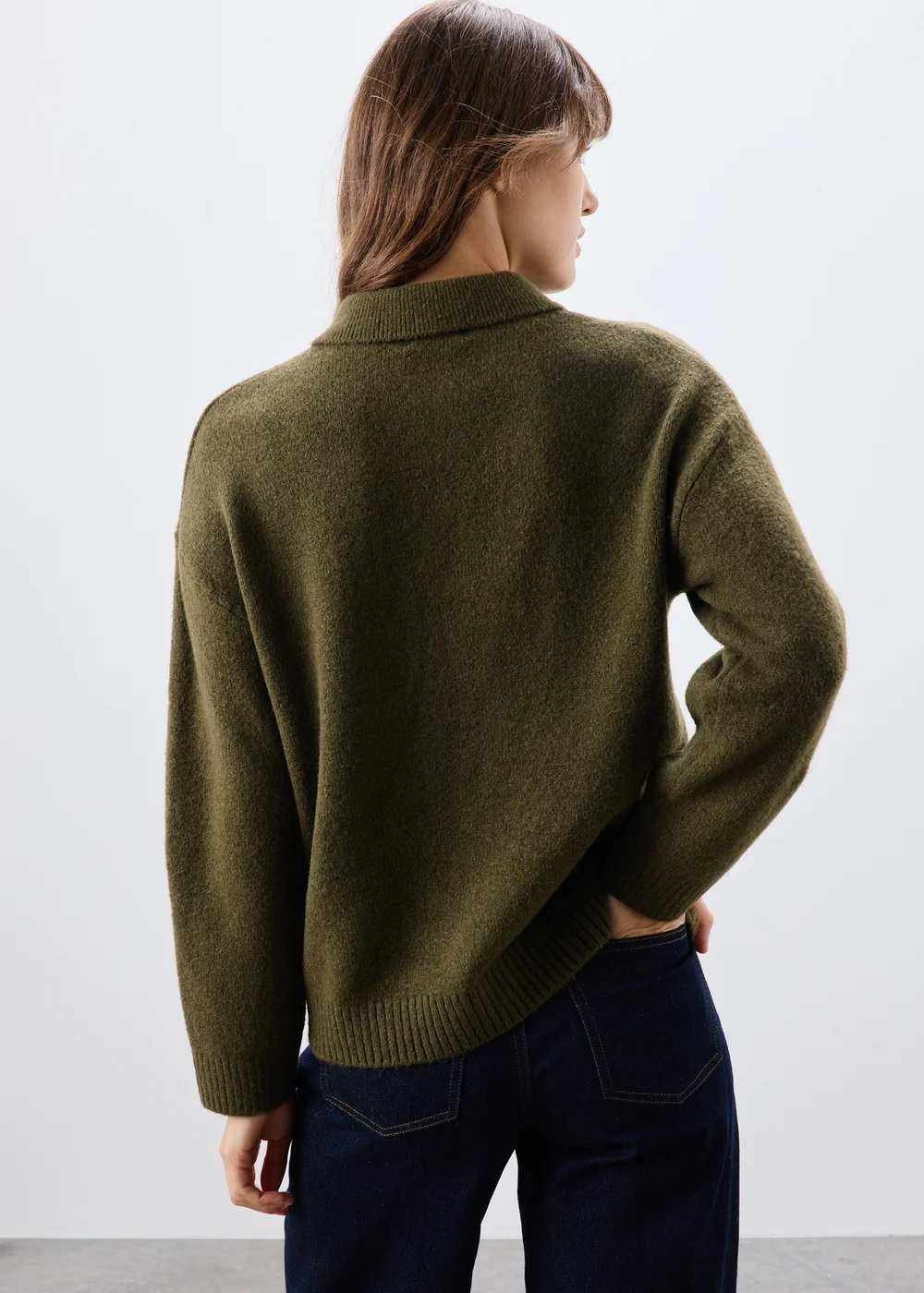 Khaki Open Collar Shirt - XS Image 2
