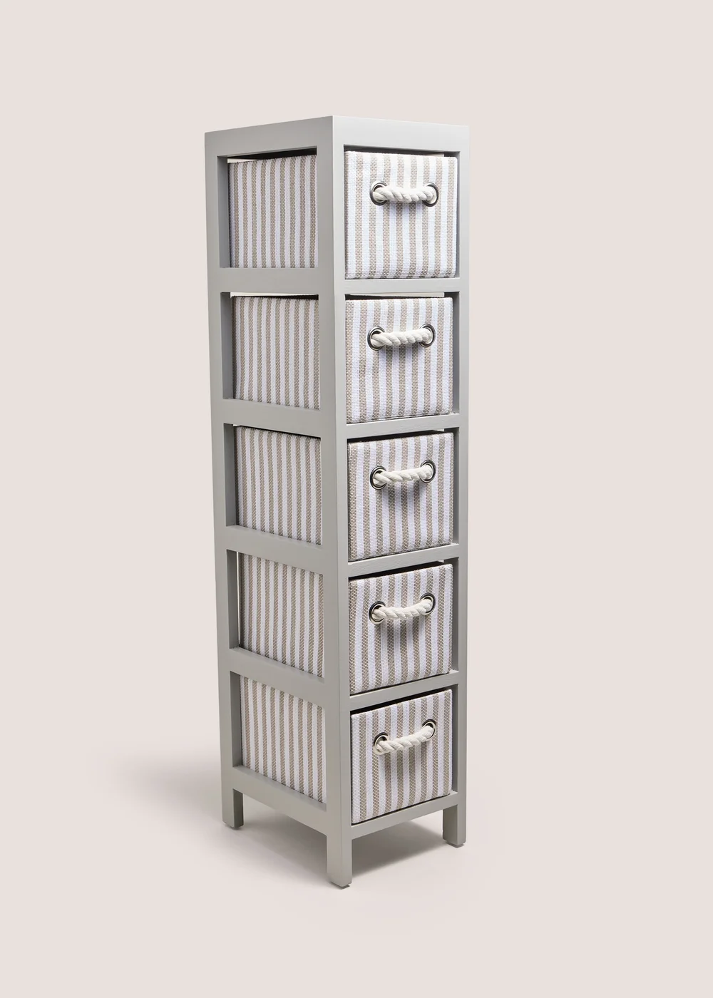 Grey Stripe Tall Drawers Image 1