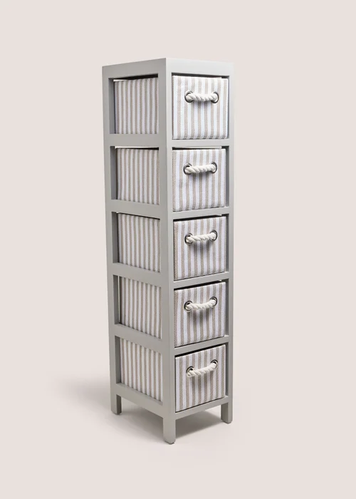 Grey Stripe Tall Drawers Image 1