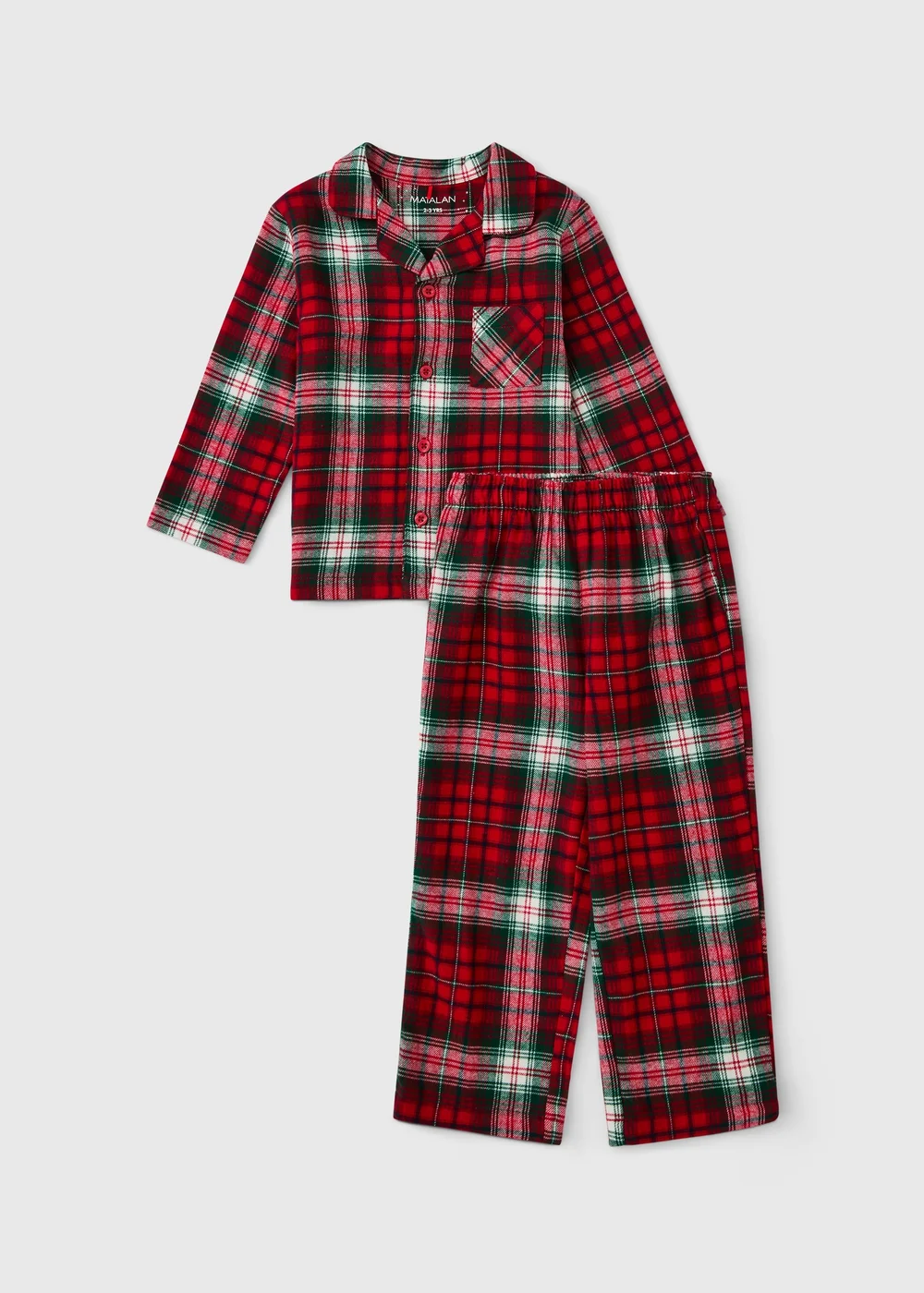 Kids Red Check Matching Family Christmas Pyjamas (1-13yrs) - 1-1.5 Yrs Image 1