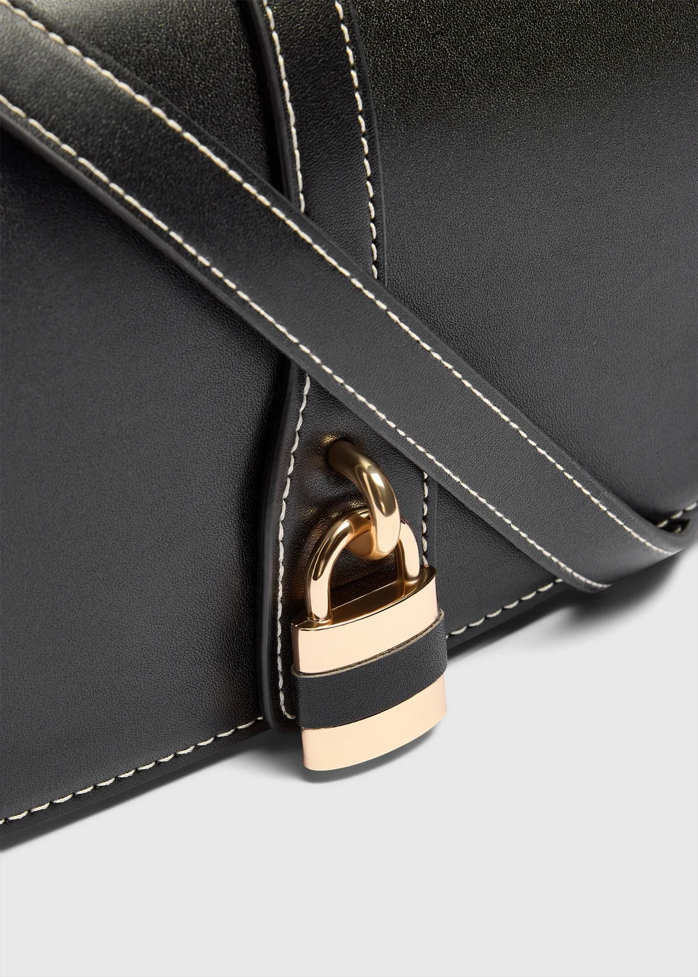 Black Padlock Cross Body Bag - One Size Image 2