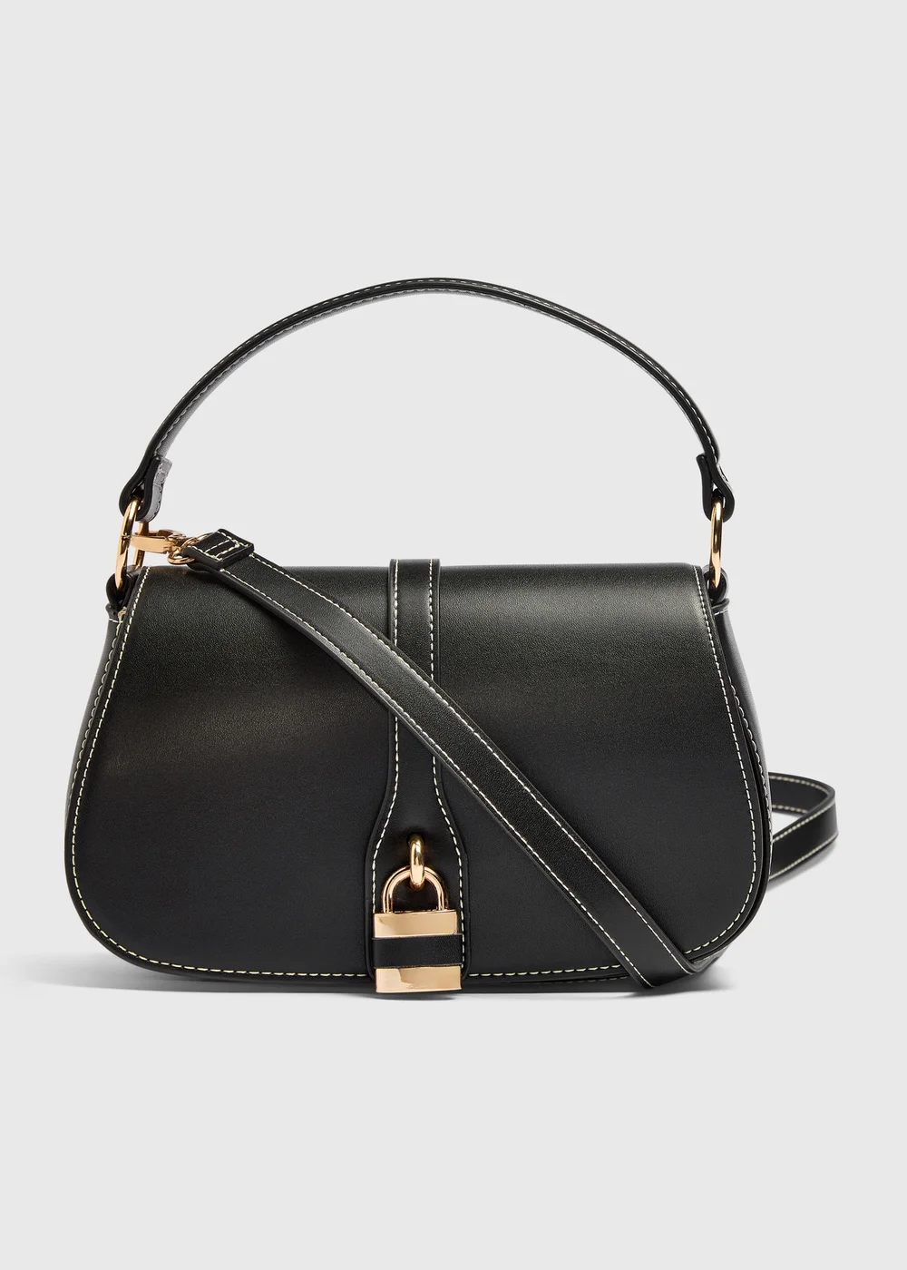 Black Padlock Cross Body Bag - One Size Image 1