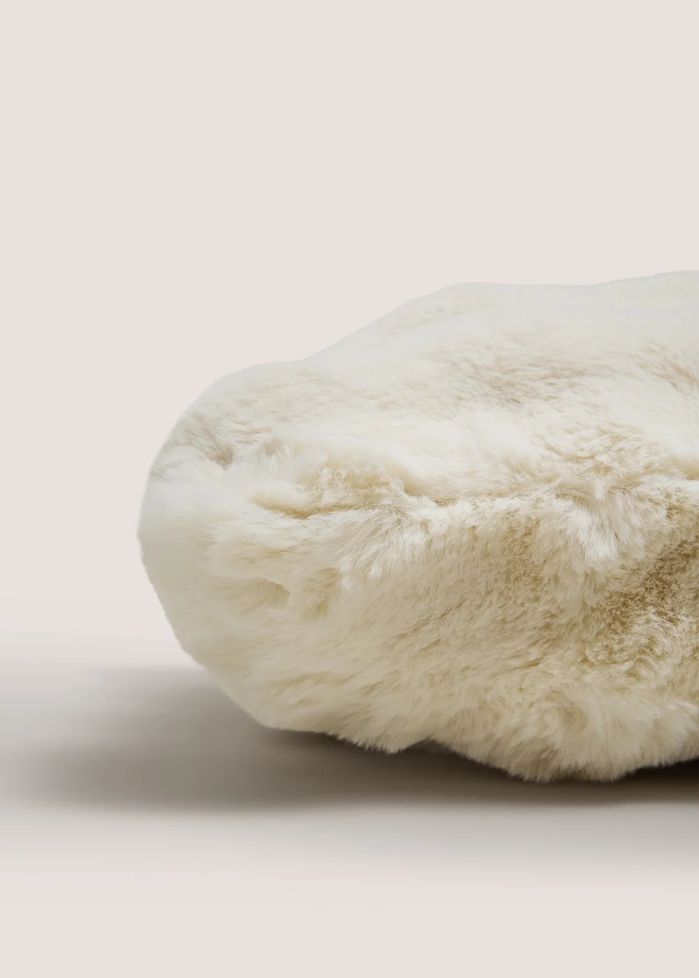 Cream Bubble Faux Fur Bolster Cushion Image 2