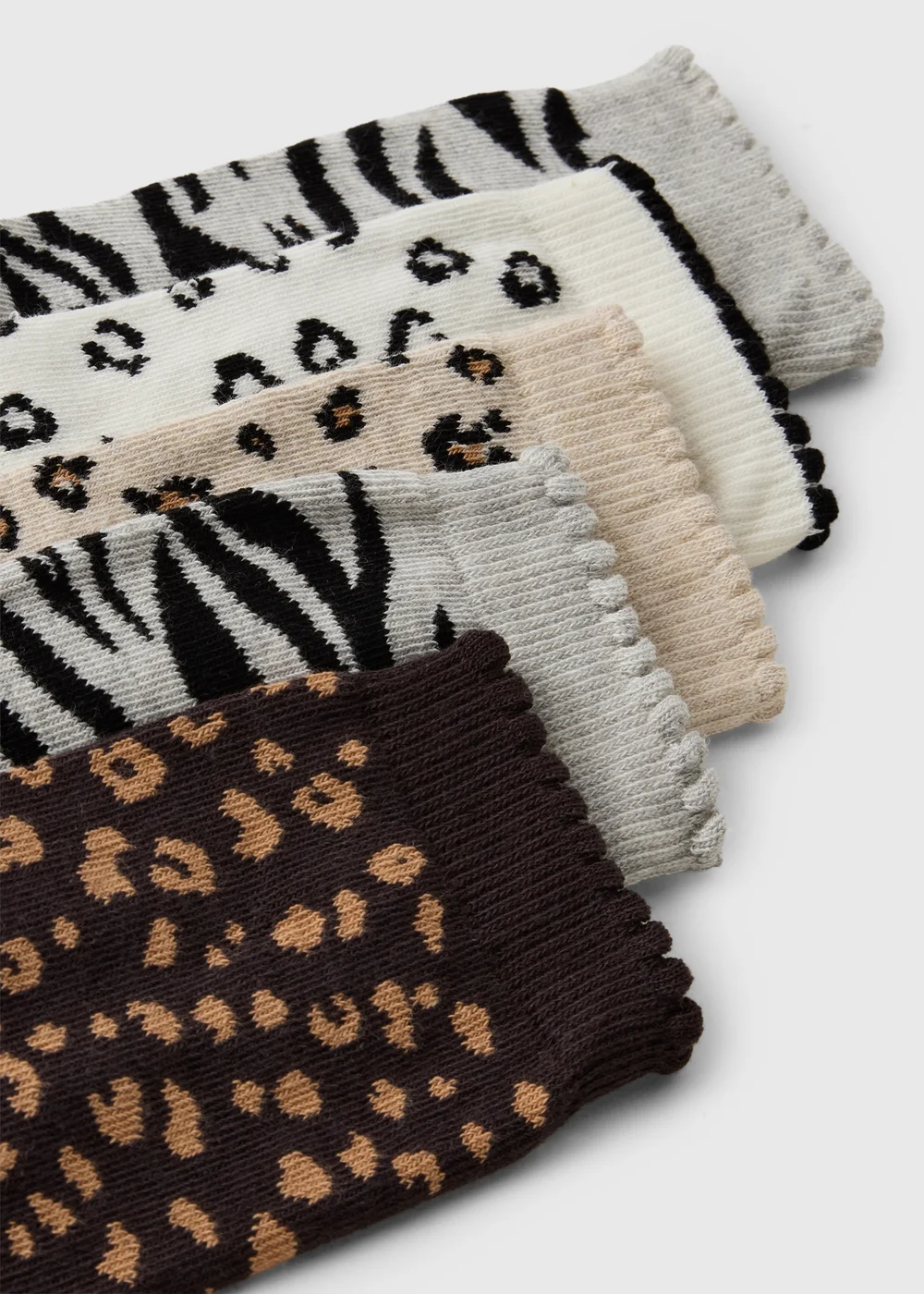 5 Pack Multicoloured Leopard Print Ankle Socks - One Size Image 2
