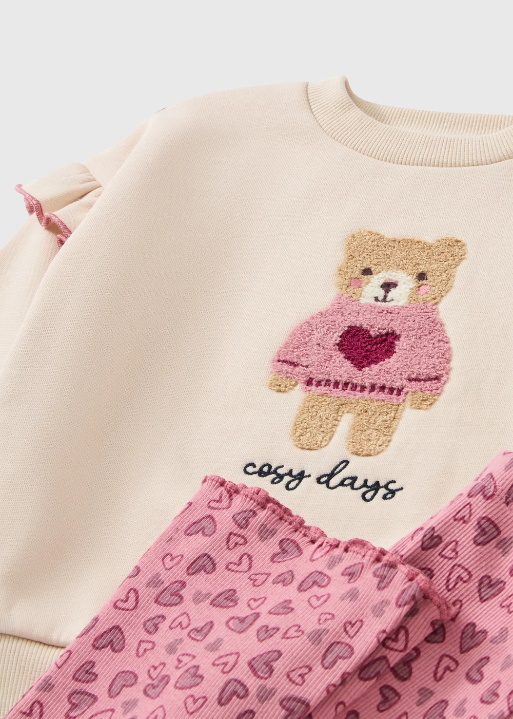 Girls Pink Cosy Bear Sweatshirt & Legging Set (1-8 Yrs) - 2-3 Yrs Image 2