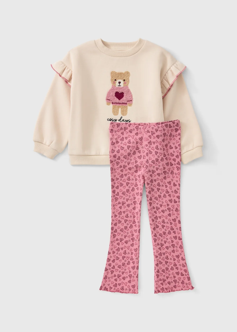 Girls Pink Cosy Bear Sweatshirt & Legging Set (1-8 Yrs) - 2-3 Yrs Image 1