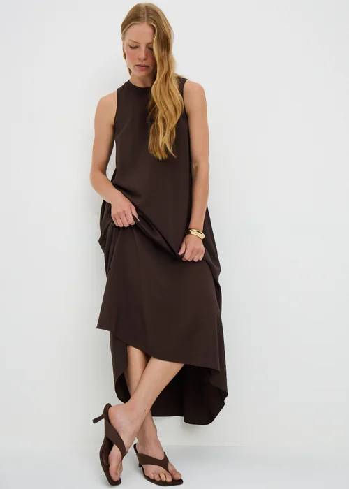 Chocolate Brown Comfort Toe Post Kitten Heels - 3 Image 1