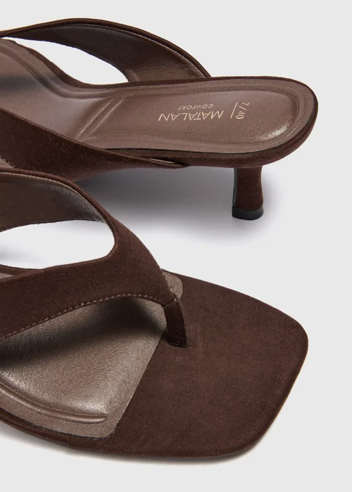 Chocolate Brown Comfort Toe Post Kitten Heels - 3 Image 3