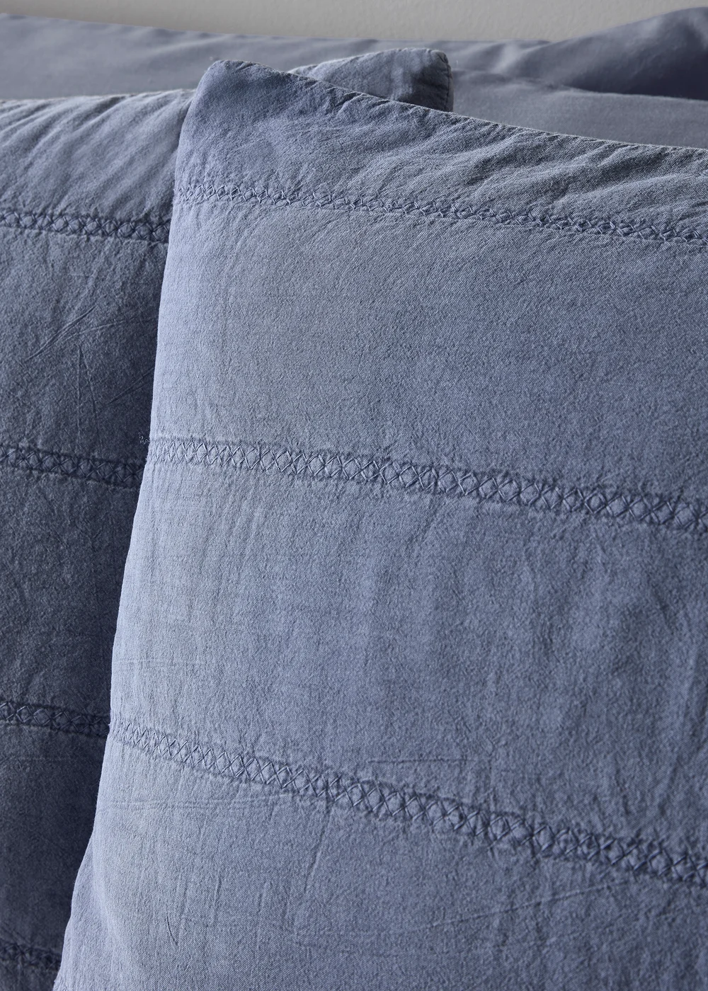 Blue Washed Quilted Duvet Set - Double Image 1