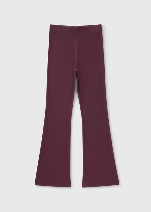 Girls Plum Flared Rib Leggings (7-15yrs) - 7 Yrs Image 1