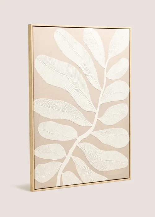 Beige Leaf Canvas Wall Art Image 1
