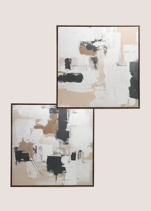 2 Pack Monochrome Abstract Canvas Image 1