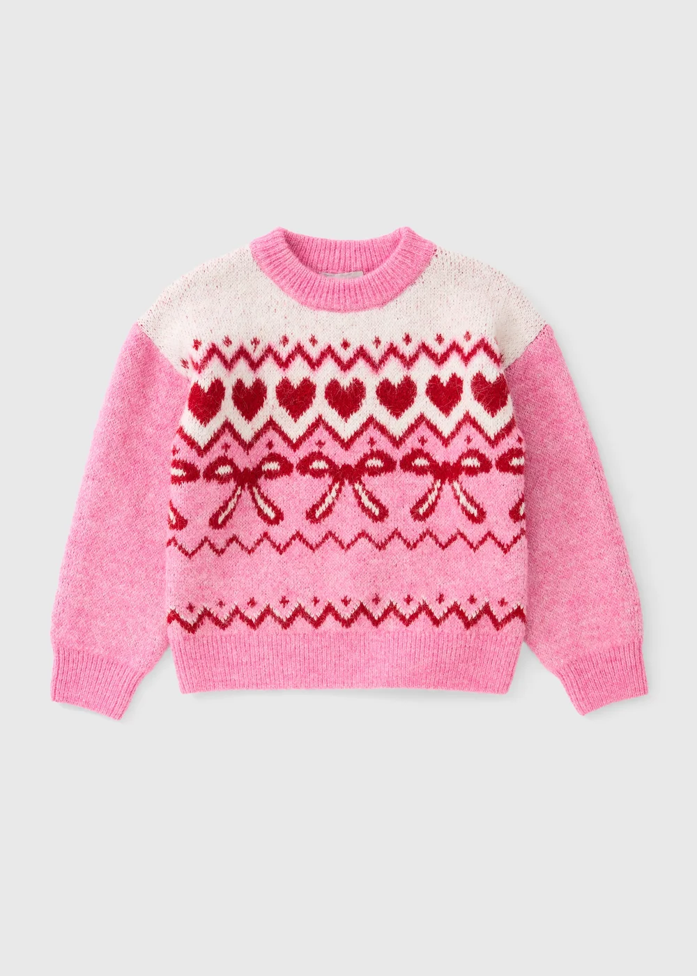 Girls Pink Fairisle Christmas Jumper (7-15yrs) - 7 Yrs Image 1