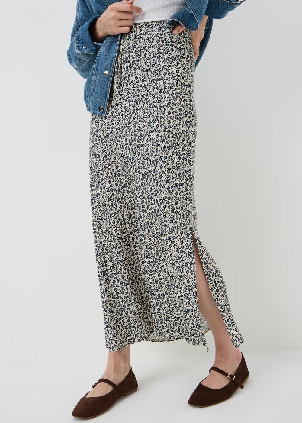Blue Ditsy Floral Co Ord Slip Maxi Skirt - 8 Image 2