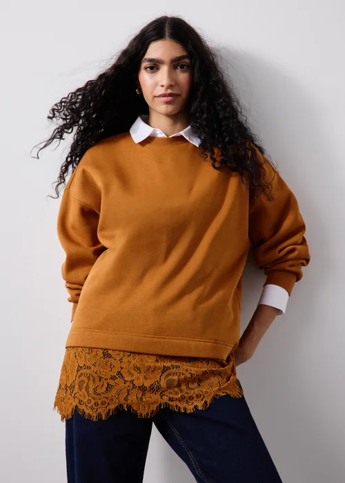 Orange Lace Trim Jumper - XS Image 1