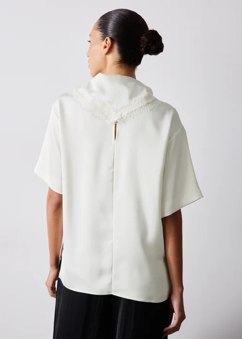 Cream Satin Lace Scarf T-Shirt - 8 Image 2