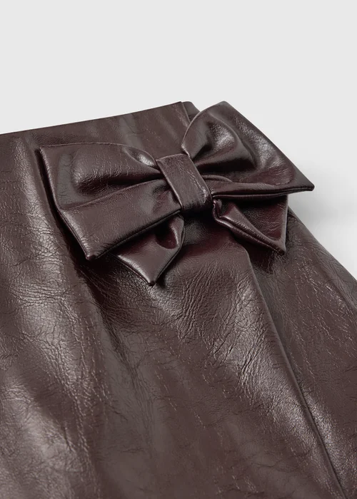 Girls' Brown Faux Leather Bow Skort (7-15 Yrs) - 7 Yrs Image 2