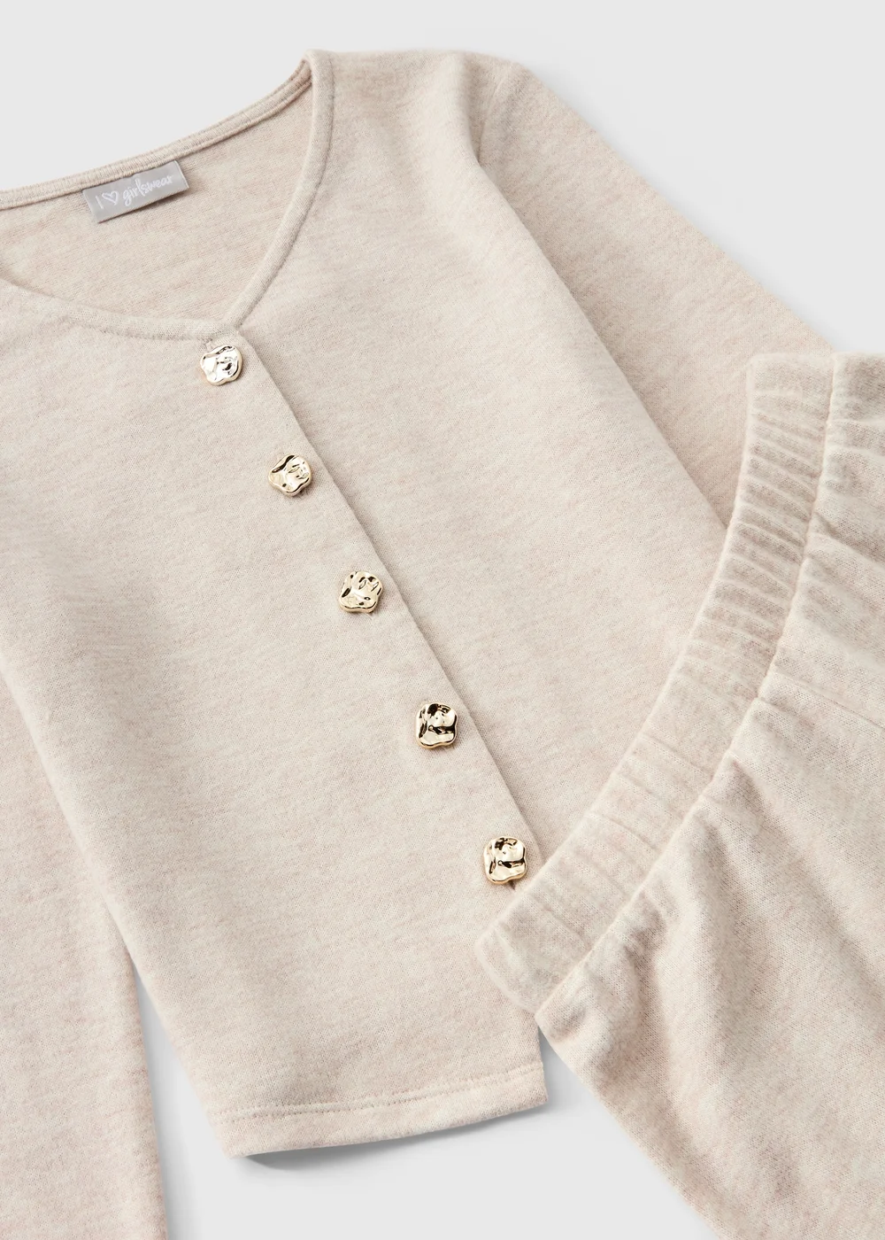 Girls Oatmeal Knitted Top & Trouser Set (7-15yrs) - Age 7 Years Image 2