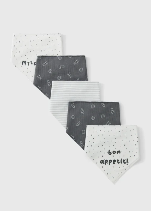 5 Pack Baby Cream Bandana Bibs - One Size Image 1