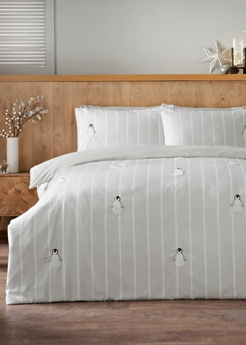 Penguin Embroidered Bed Sheet - Single Image 1