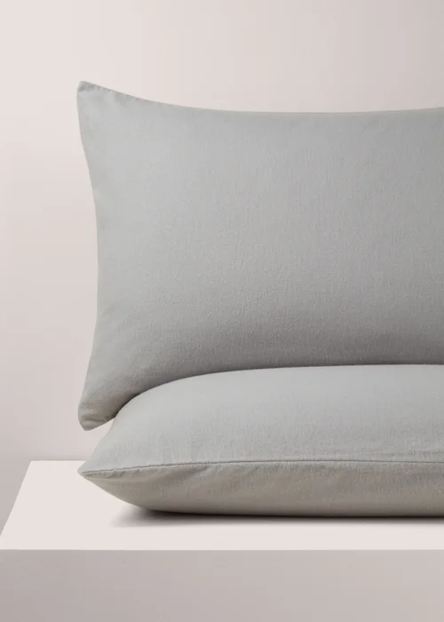 Grey Brushed Cotton Housewife Pillowcases - One Size Image 1