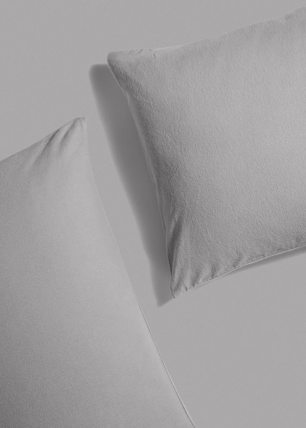 Grey Brushed Cotton Housewife Pillowcases - One Size Image 2