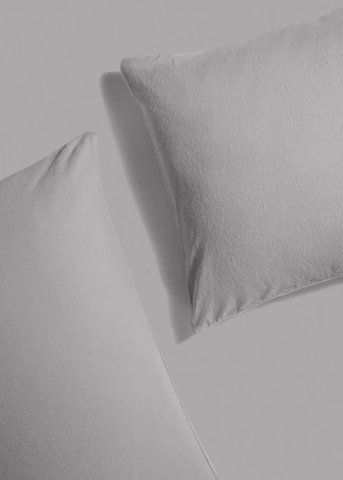 Grey Brushed Cotton Housewife Pillowcases - One Size Image 2