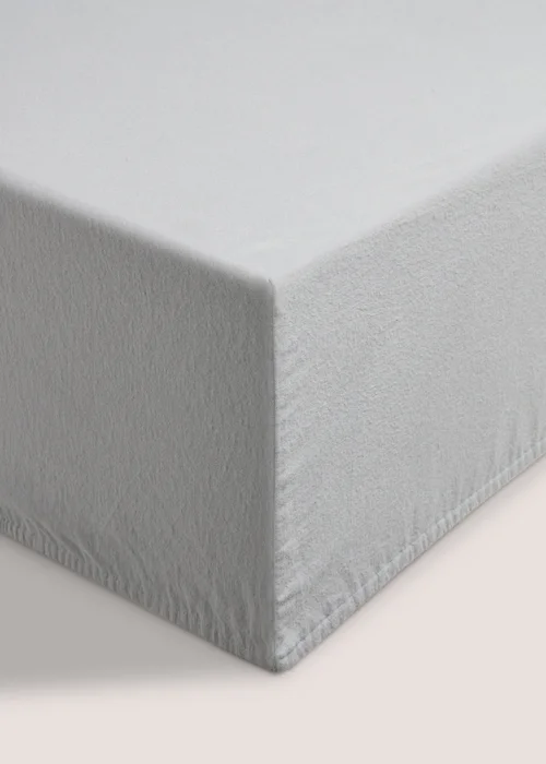 Grey Brushed Cotton Fitted Sheet - Single Image 1