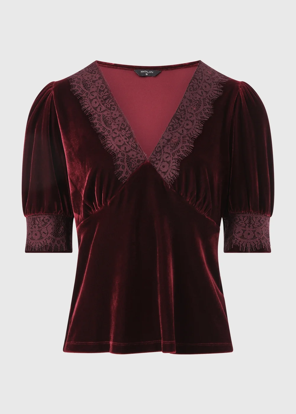 Berry Velvet Lace V-Neck Top - 8 Image 1