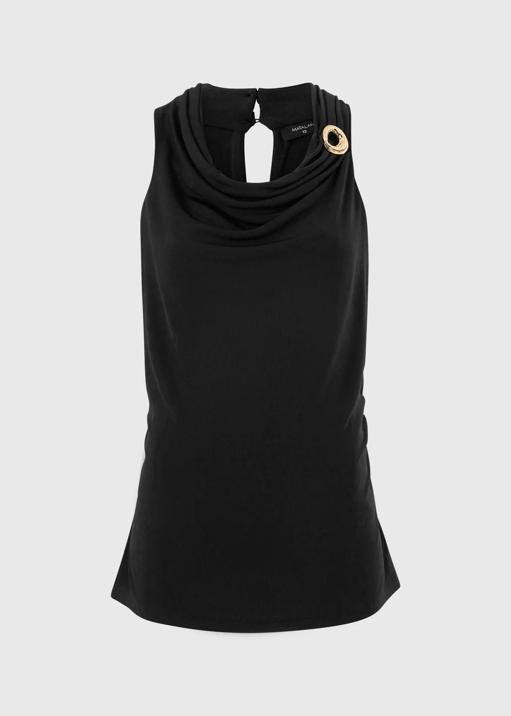 Black Halter Cowl Neck Slinky Co Ord Top - 8 Image 1