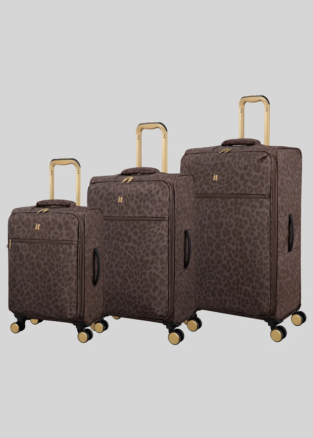 IT Luggage Brown Leopard Soft Shell Suitcase - Cabin Image 1