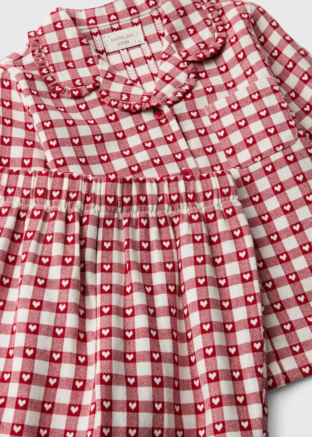 Girls Red Check Heart Long Pyjama Set (1-7yrs) - 1-1.5 Yrs Image 2