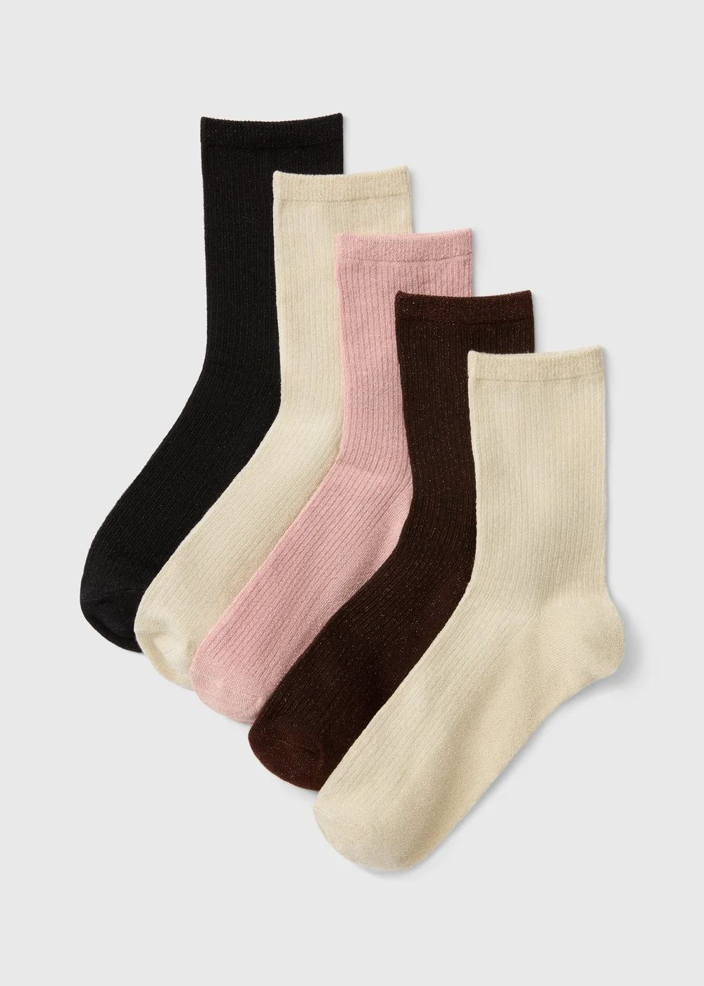 Multicoloured 5 Pack Ribbed Ankle Socks - One Size Image 1