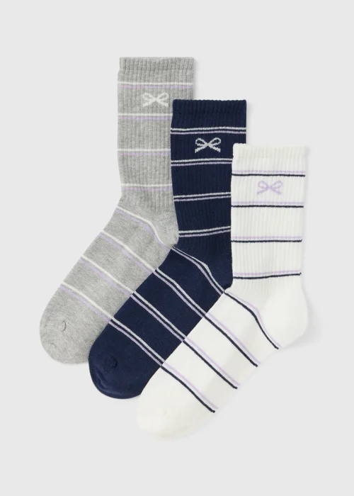 3 Pack Navy Bow Socks - One Size Image 1