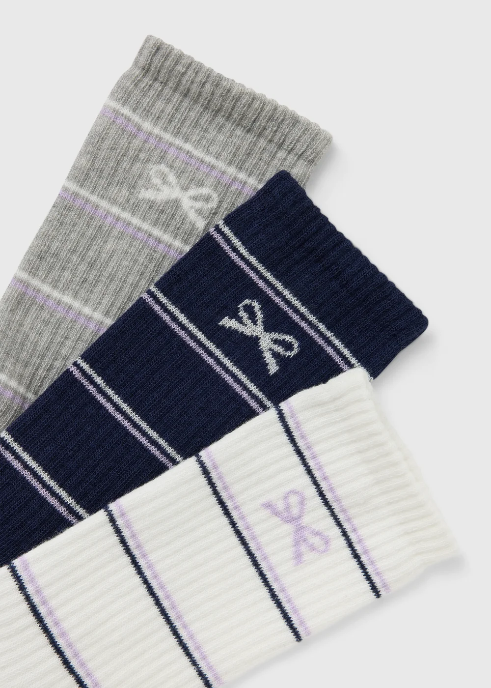 3 Pack Navy Bow Socks - One Size Image 2