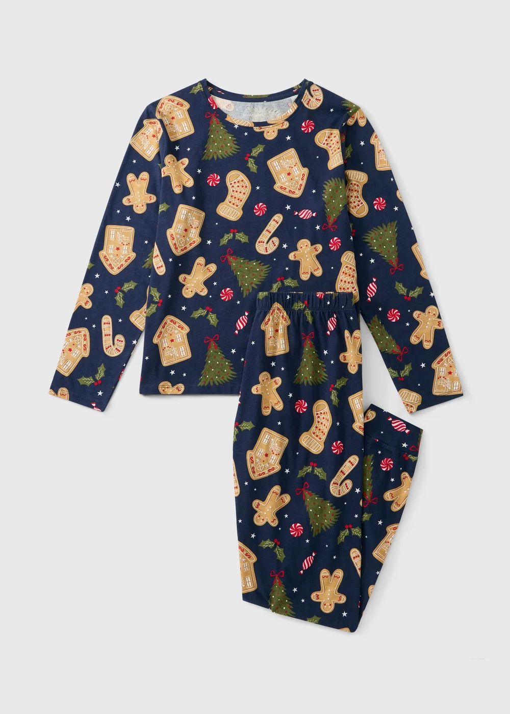 Navy Gingerbread Christmas Pyjamas - XS Image 1