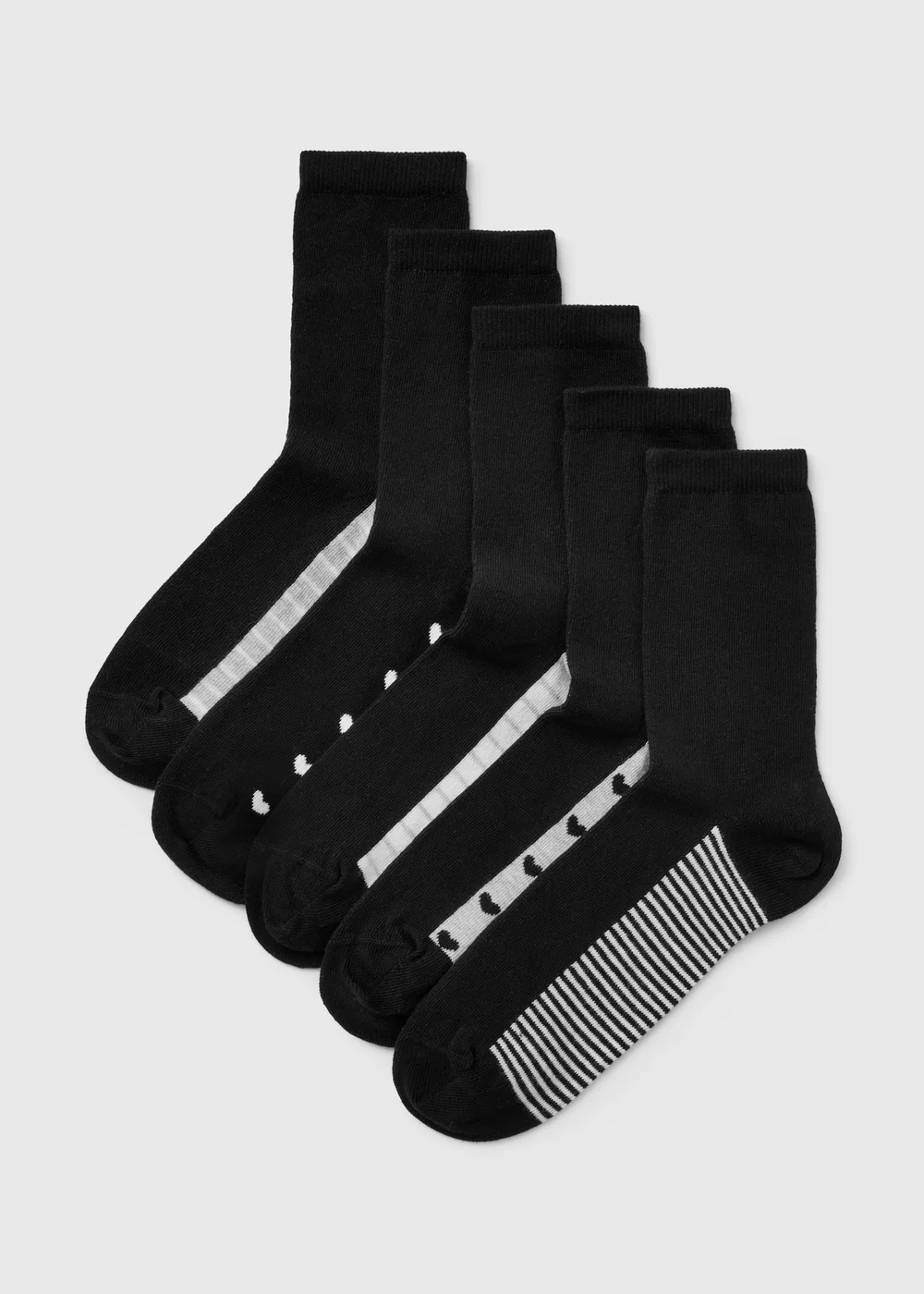 5 Pack Black Heart Ankle Socks - One Size Image 1