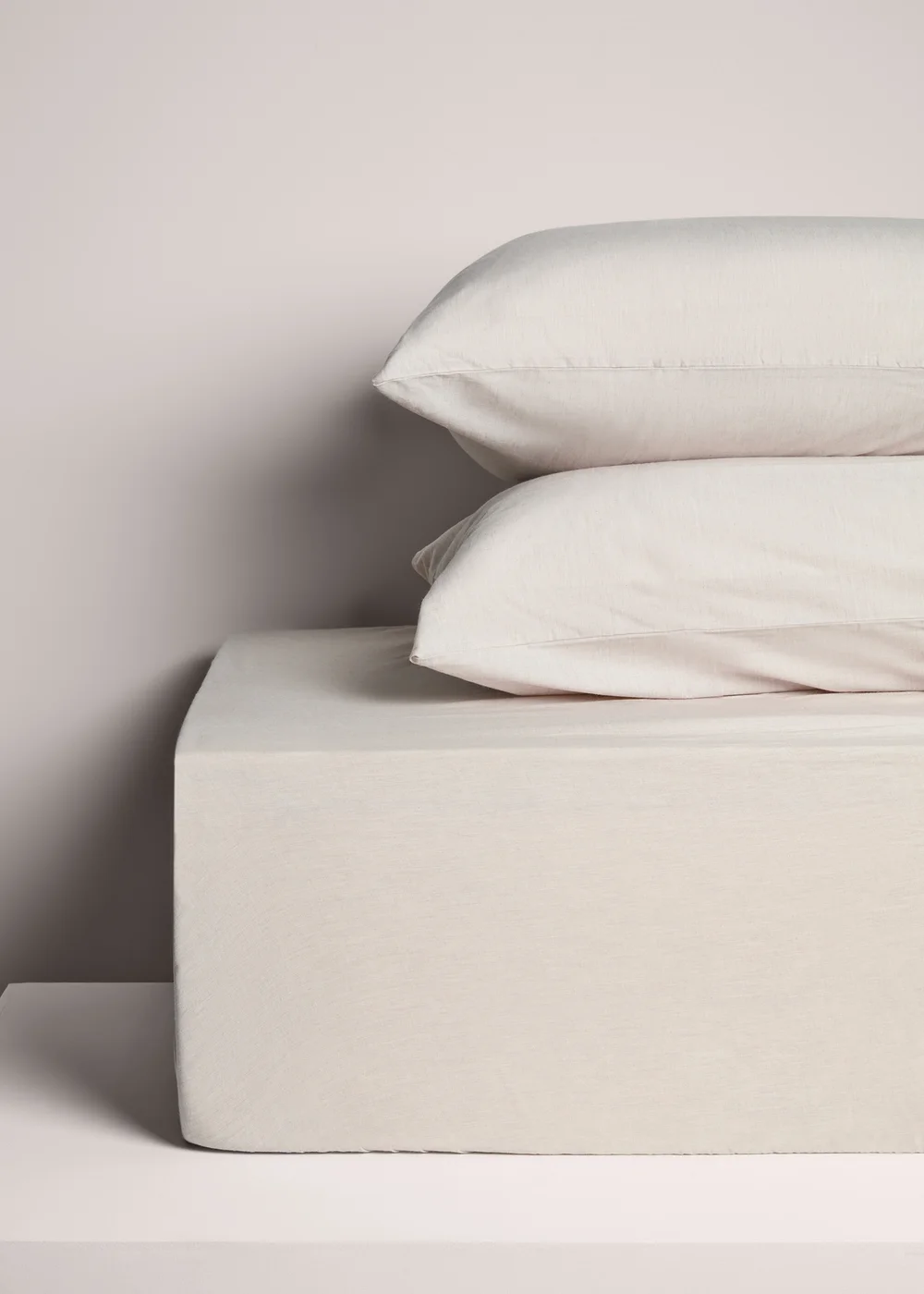 Natural Washed Cotton Fitted Sheet Bundle - Single Image 1