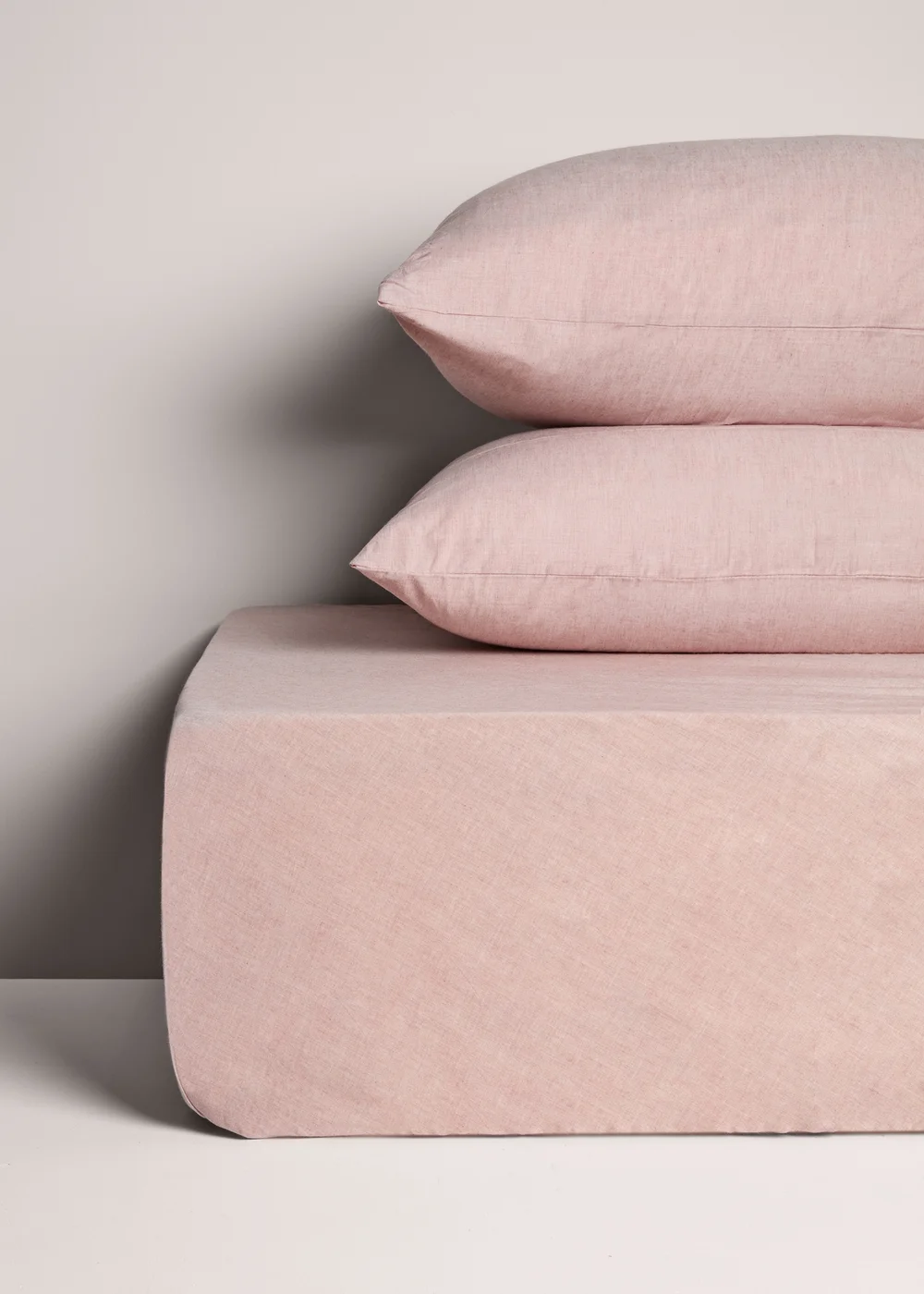 Pink Washed Cotton Fitted Sheet Bundle - Single Image 1